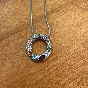 Brighton necklace with multicolored stones. Silver plated.